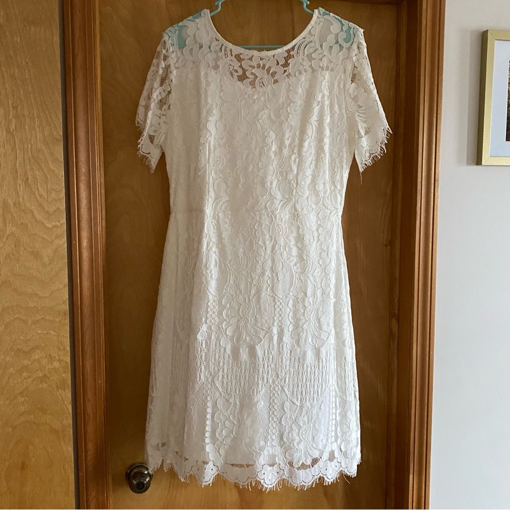 NWT MSLG off white lace dress